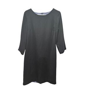 Laura Ashley Black Shift Dress Minimalist Lined Career Midi USA 6